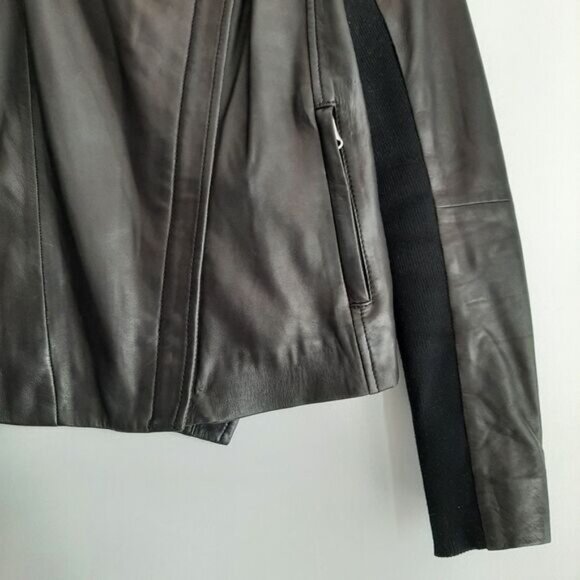 TROUVE Genuine Leather Moto Jacket Side Zip Black Sz XS - Picture 7 of 16
